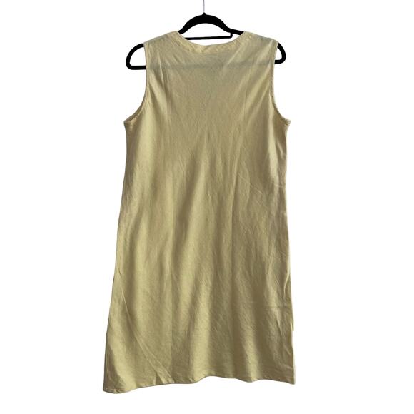Ralph Lauren Linen Dress Women's 16 Buttery Yellow Sleeveless Knee Length V-Neck - Picture 4 of 5